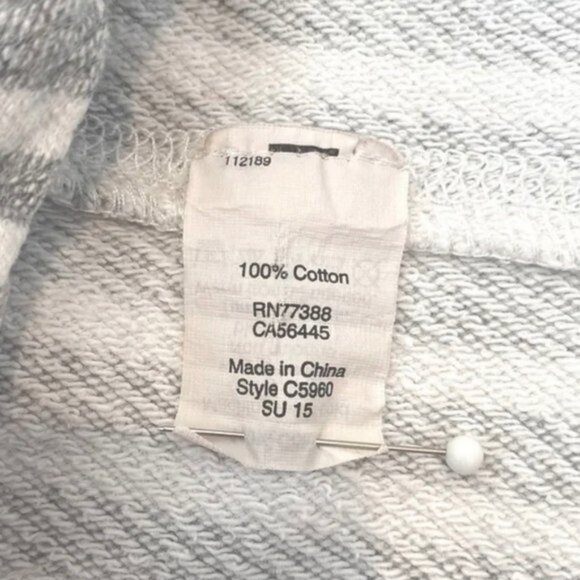 J. Crew gray and white striped hoodie sweatshirt with kangaroo pocket. Women's S - Picture 7 of 8